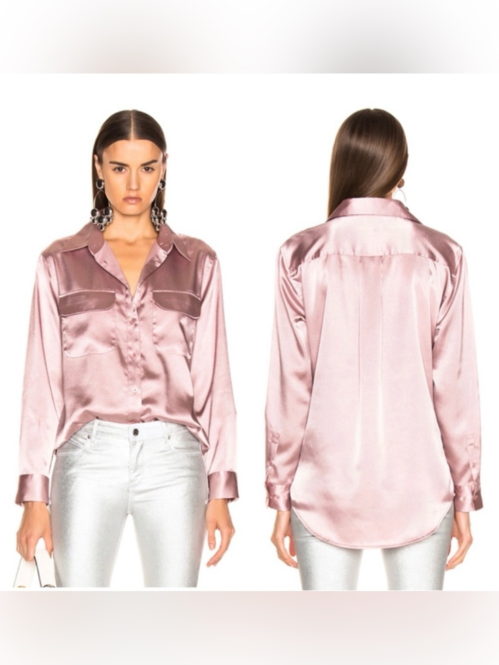 EQUIPMENT | NWT XS NEW SIGNATURE BLOUSE SATIN SHIMMER FINISH IN CIEL MAUVE
